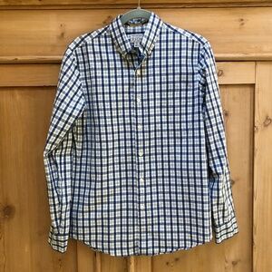 J. Crew Men’s Secret Wash Shirting Blue Green White Size S Slim